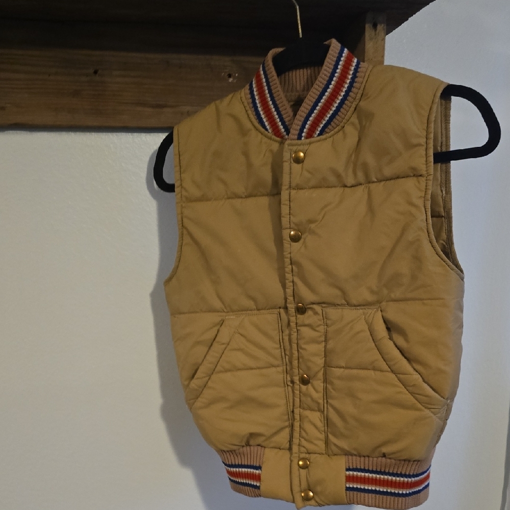 Vintage Vanderbilt Puffer Vest 70s Retro Ski Style Striped Trim APRES SKI Small